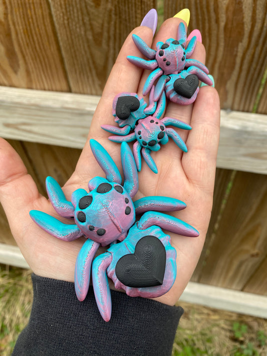3D Heart Spider Fidget Toy (RTS) (Coral/Teal)