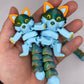 3D Cute Foxes (RTS) (Blue/Green/Deep Orange Color Shift)