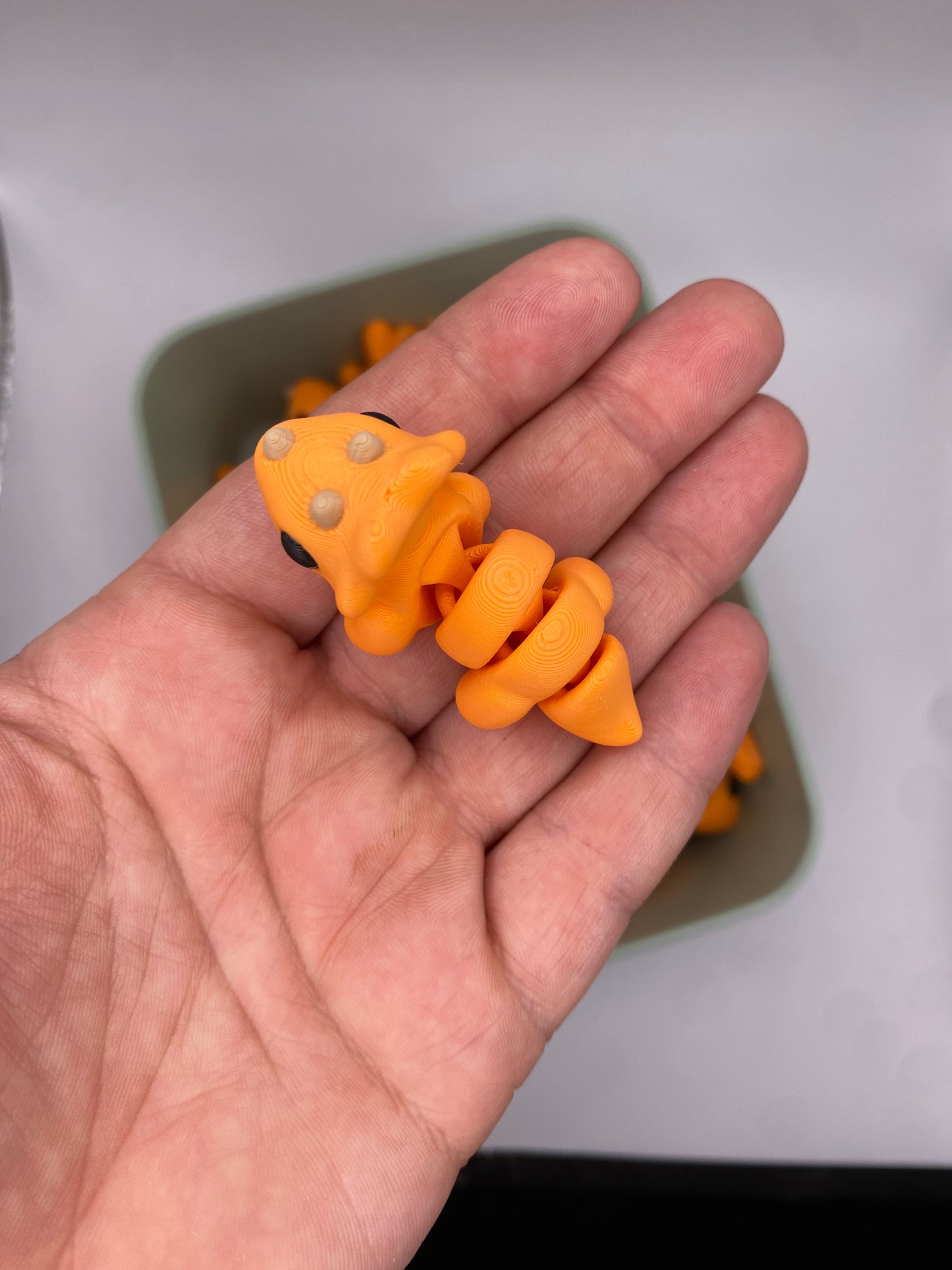 3D Tangerine Triceratops Fidget Toy (RTS)